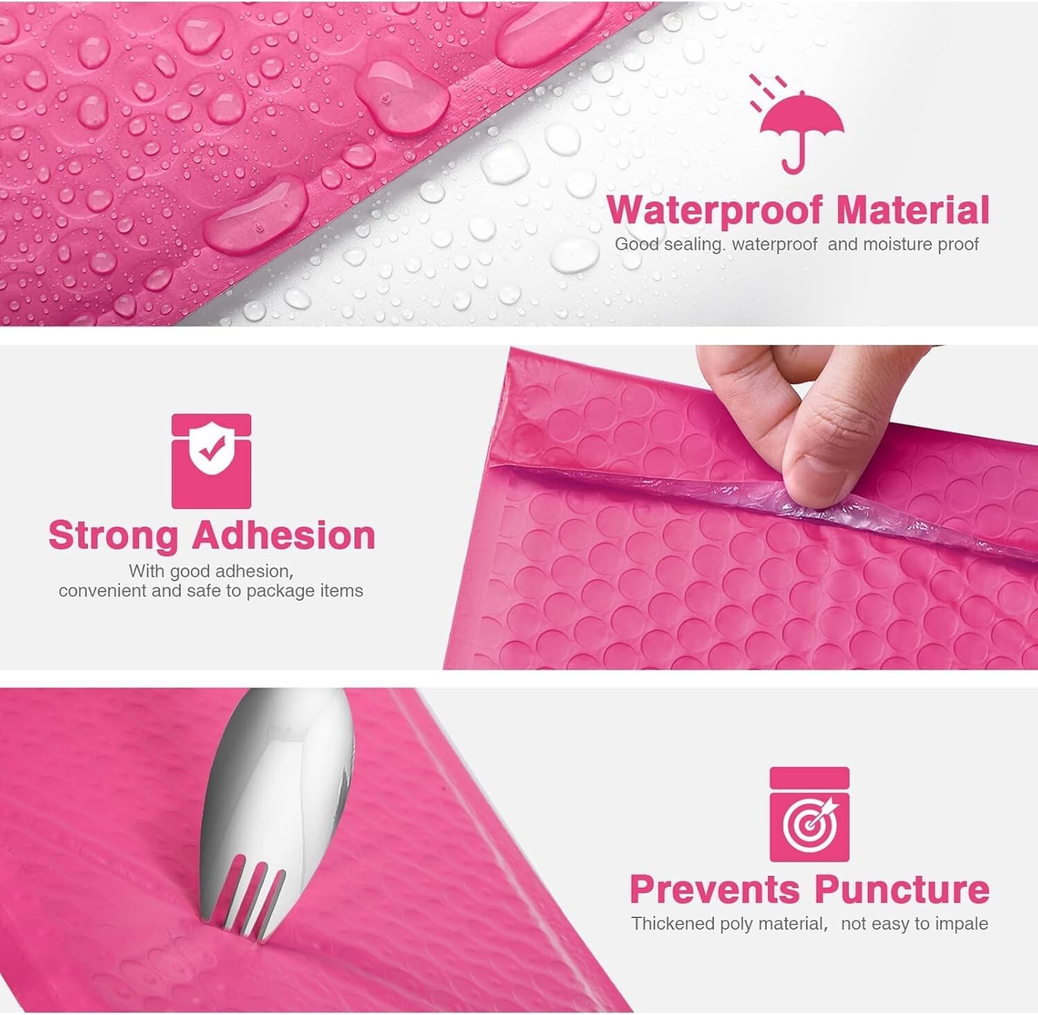 Poly Bubble Mailer 4×8″ 100pcs Padded Envelope Mailing Bags 4×7 Hot Pink #000