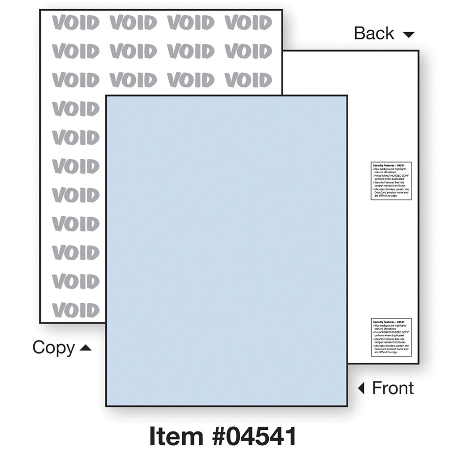 Docuguard Security Paper – Letter – 8.50″ X 11″ – 500 / Ream – Blue (PRB04541)