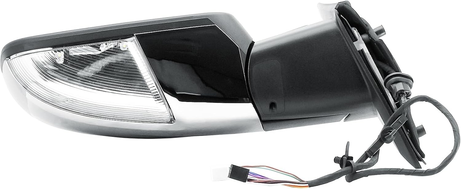 Driver Left Side Door Mirror Electric Heated Glass Power Folding Chrome Back Cov
