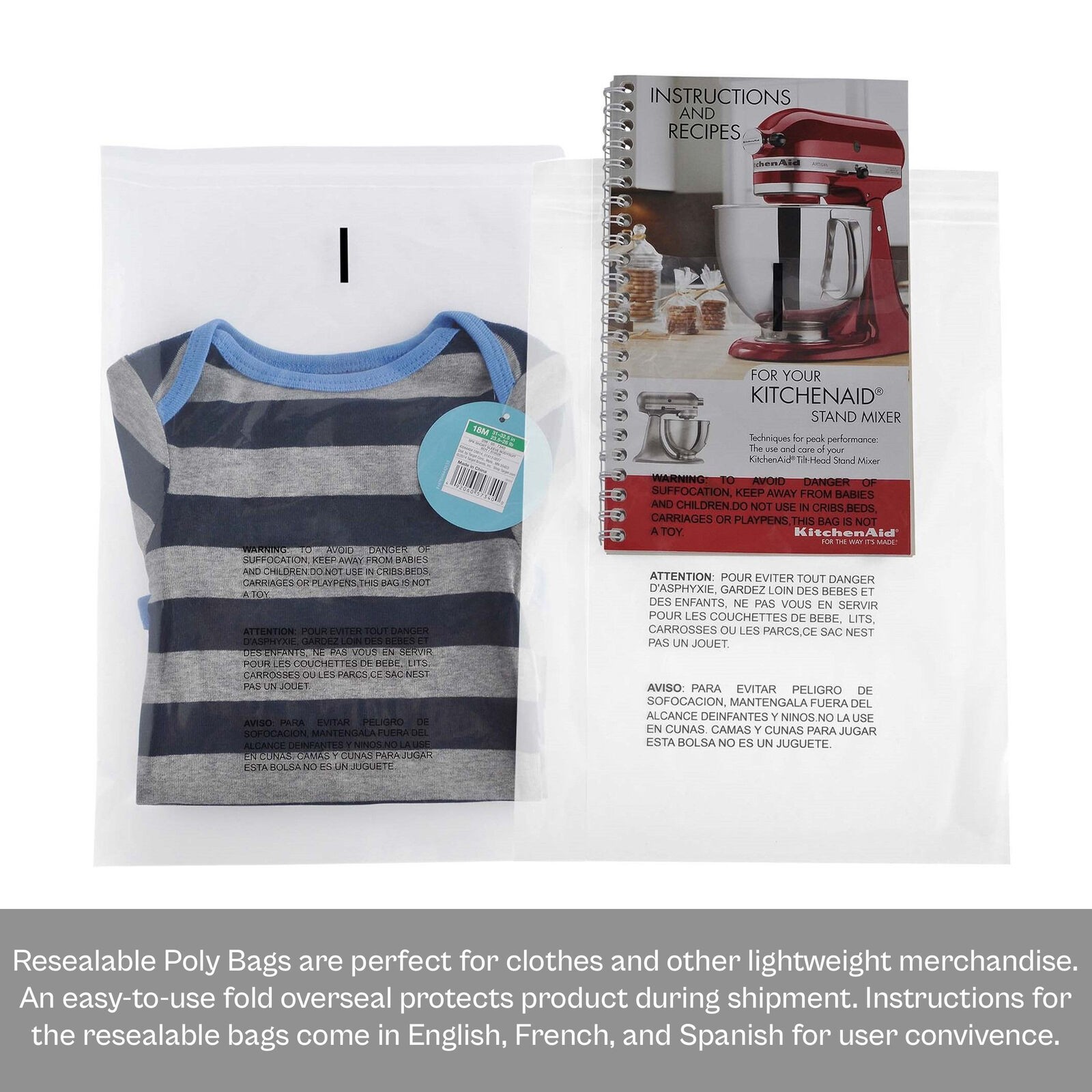 Clear Resealable Poly Bags 5″ x 7″ with Suffocation Warning 1.5 Mil 1000 Pieces