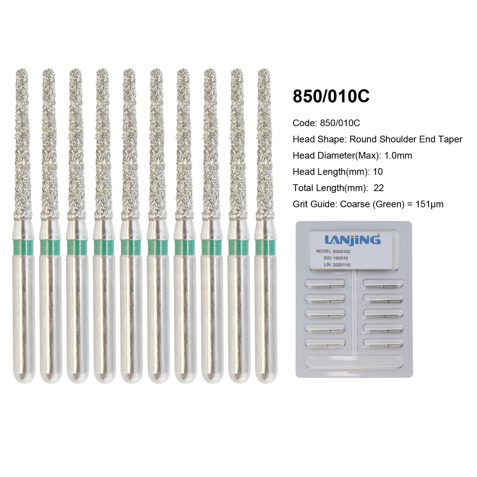Dental Burs Diamond FG Round End Taper Football Flame Long Round Pear High Speed