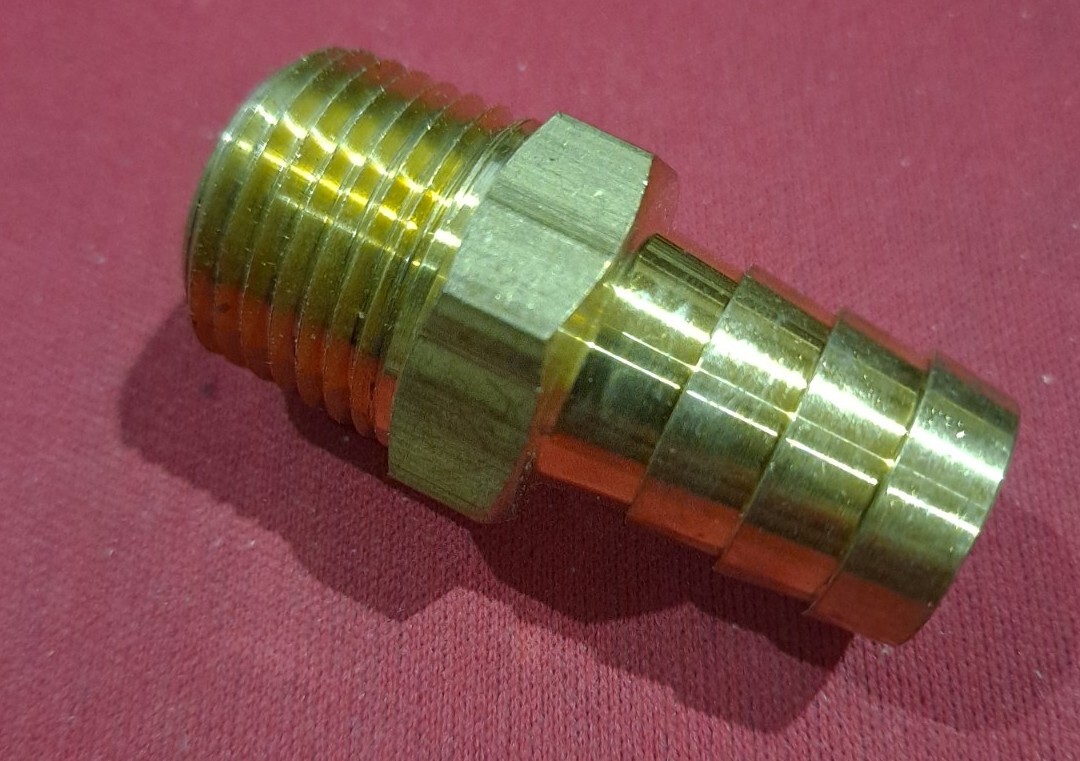 1/2″ Hose x 3/4″ NPTF Male Pipe Thread Brass Barb Connector Fitting | 102-0812C