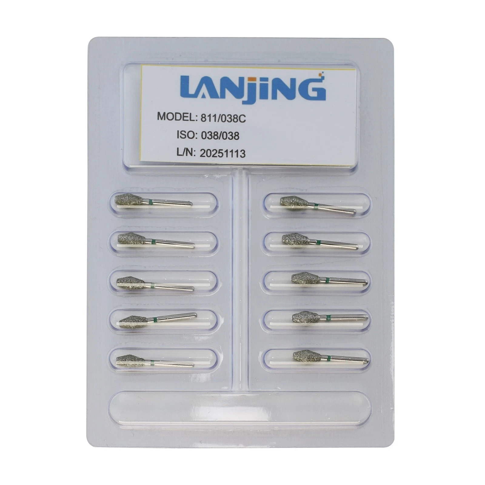 Diamond Dental Burs 811/038C High Speed FG Shank for Implant & Crown Prep 3.8mm