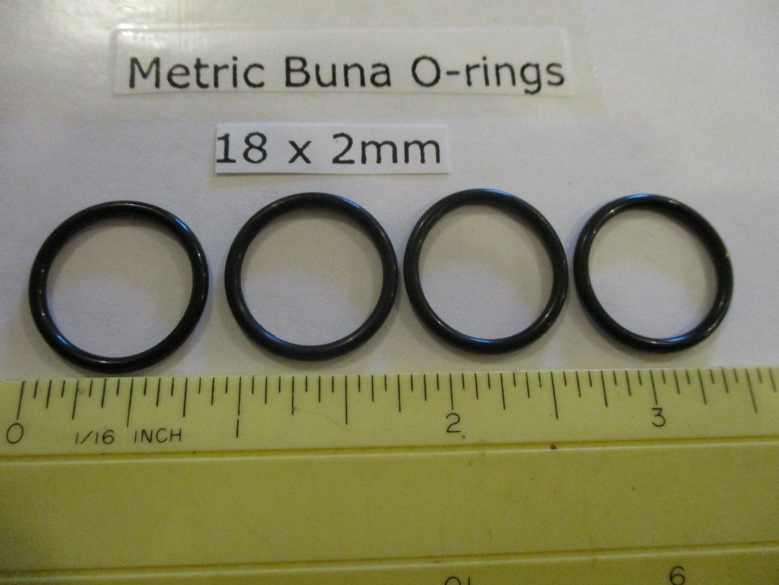 18mm ID x 22mm OD x 2mm thick O-ring. Buna-70. Quan 4.