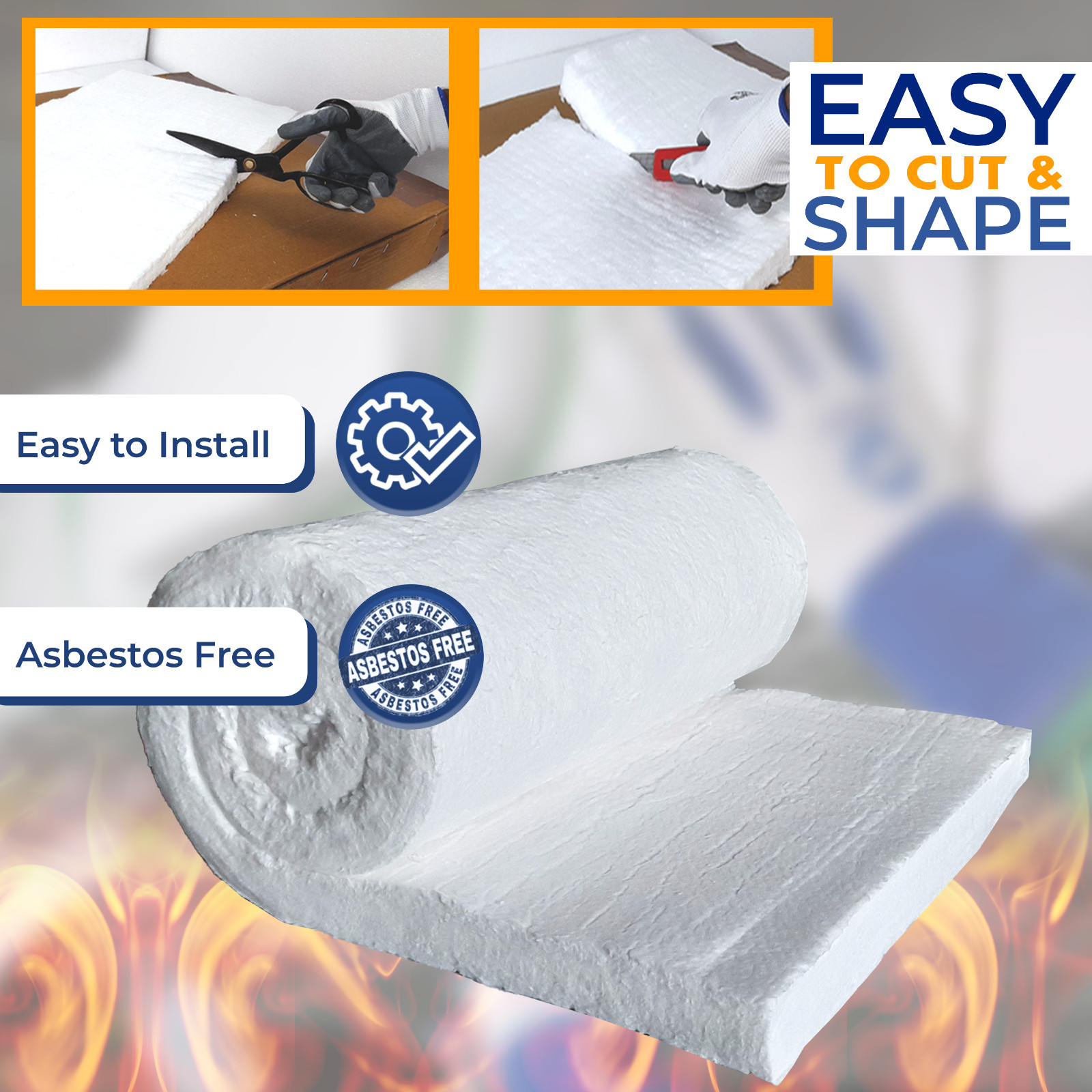 Ceramic Fiber Blanket , 2400F 8# – High Temp Thermal Insulation – 2″x24″x75”
