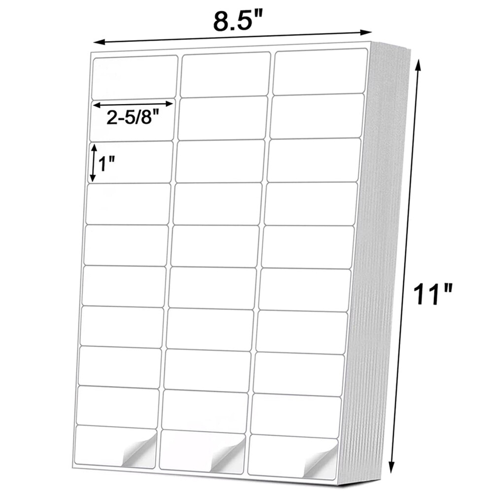 2000 Sheets Shipping Labels 1 x 2 5/8 30Up Adhesive Mailing Address Laser Inkjet