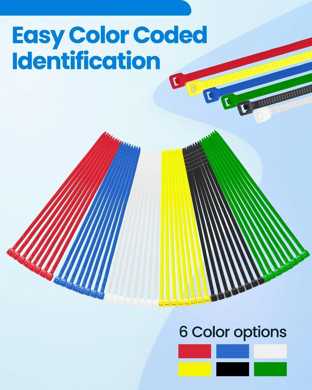 120Pcs 8Inch Cable Zip Ties, Assorted Sizes, Multi-Purpose Multi-Color Mix Packe