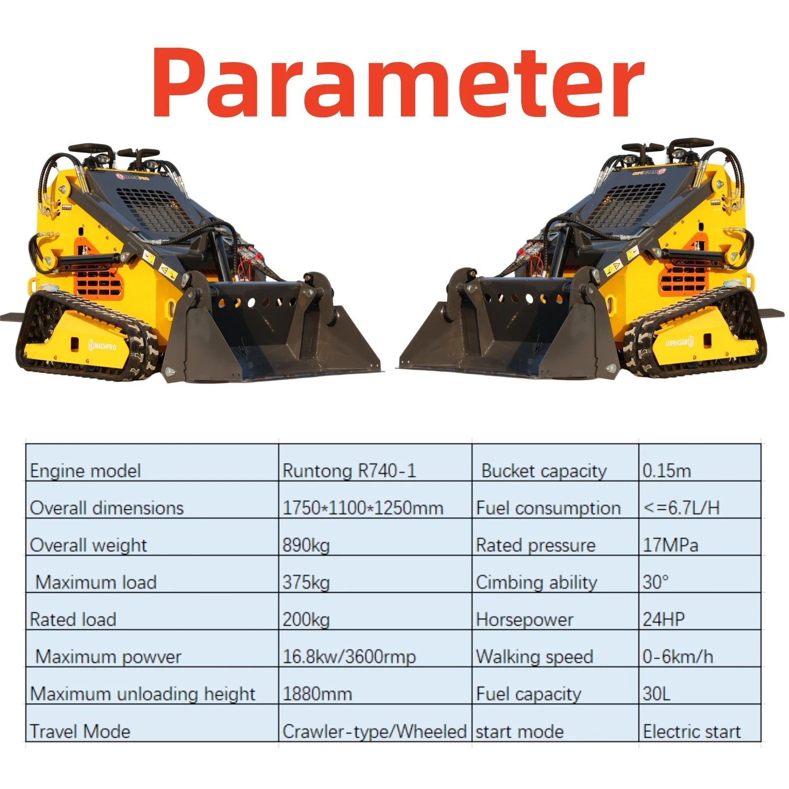 Mini Skid Steer Track Loader | 13.5HP GAS Engine |Tracked Loader,Hydrualic,NEW