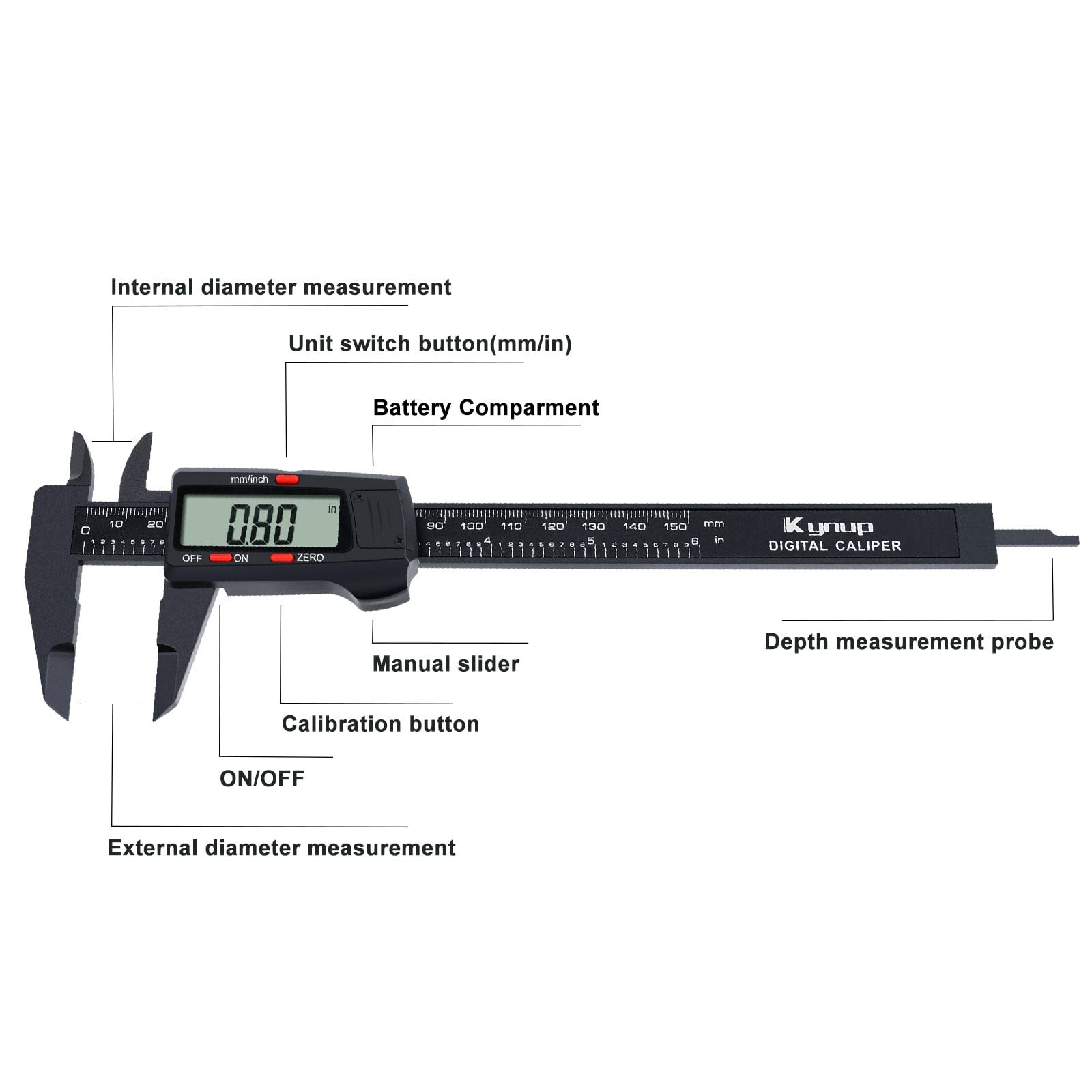 06 Inch Digital Caliper Measuring Tool Electronic Micrometer LCD AutoOff