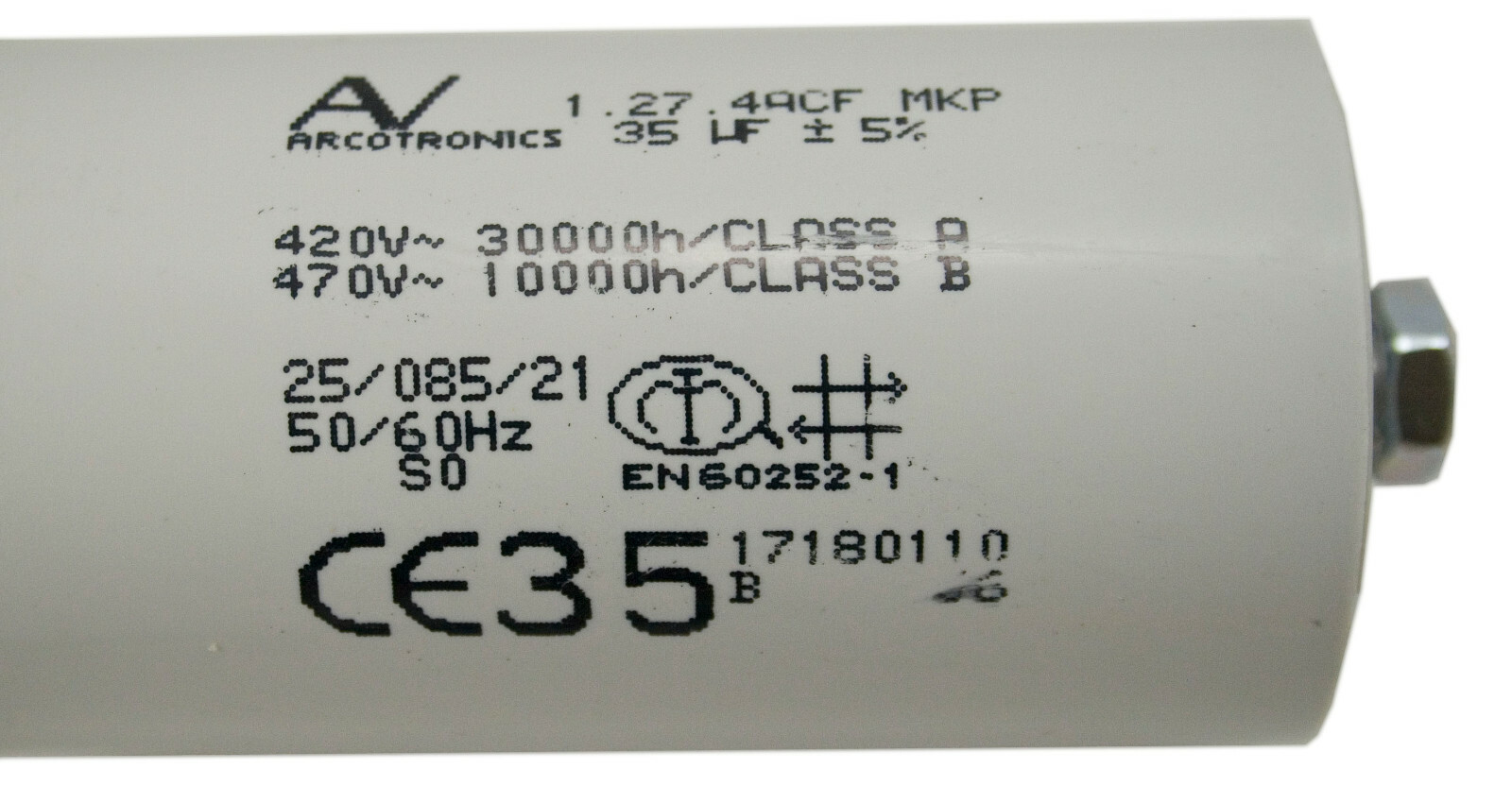 Arcotronics EN60252-1 (1.27.4ACF MKP 35uF +- 5%) Motor Start Capacitor CE35