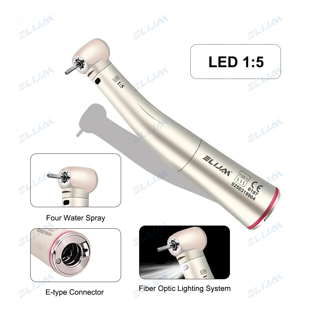 1:1/1:5 Dental Low Speed Handpiece Fiber Optic LED Increasing Speed Contra Angle