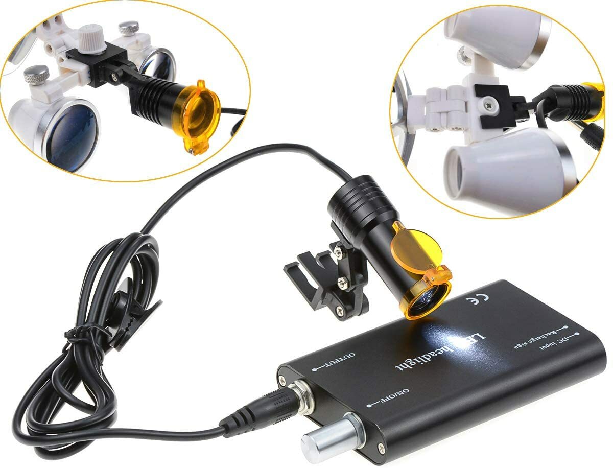 Dental 5W LED Head Light with Filter Insert Type for Binocular Loupes Black US