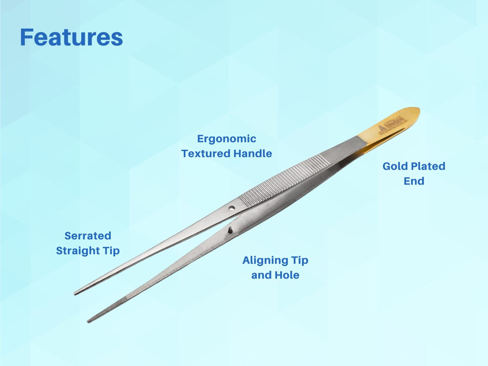 Surgical Tweezers Straight Lab Tweezers Forceps 6” Thumb Serrated Forceps ARTMAN