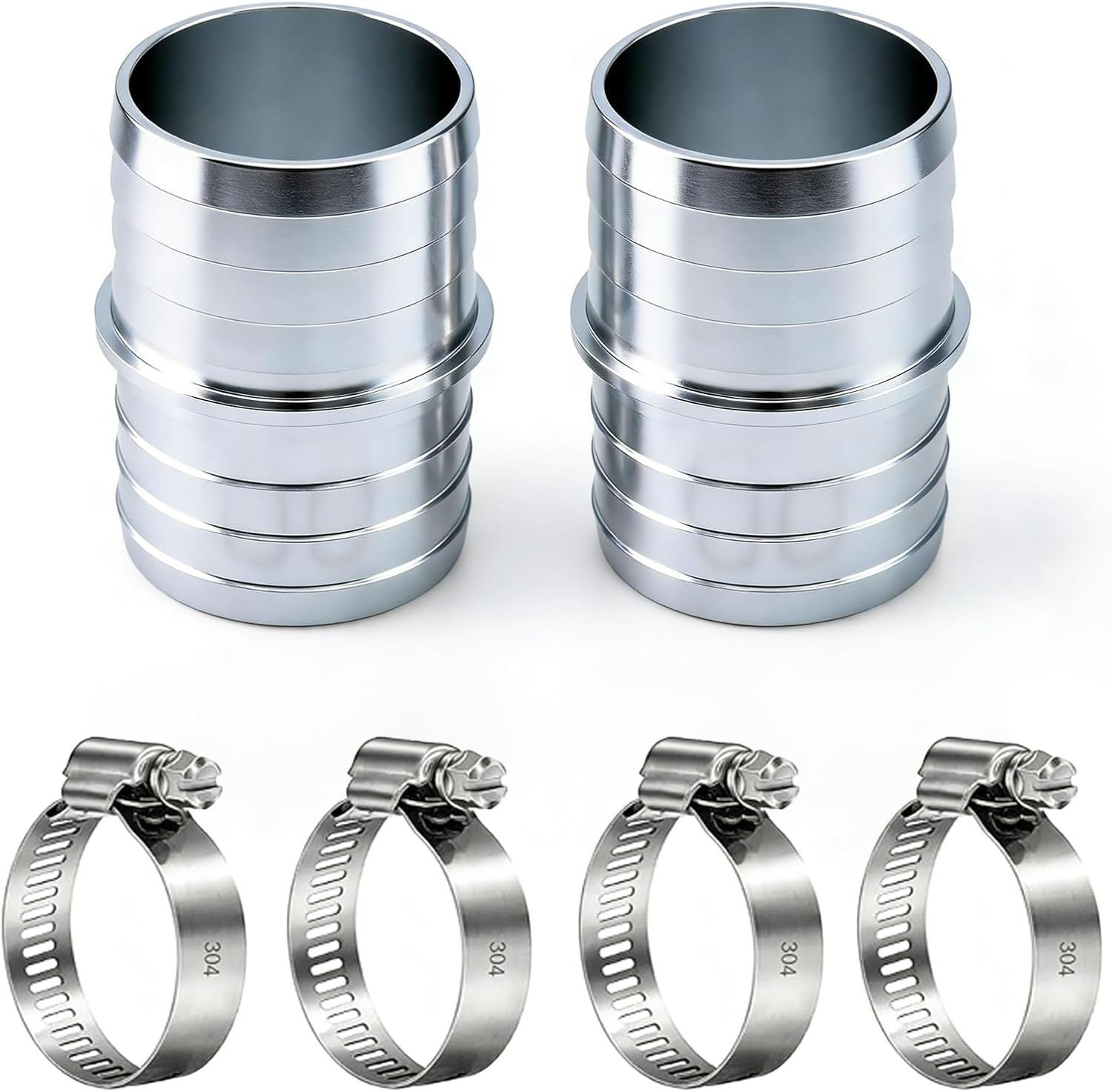 1-1/2 Inch Hose Barb Splice Coupler Repair Fitting, 2 Pack Aluminum Hose Barb Fi