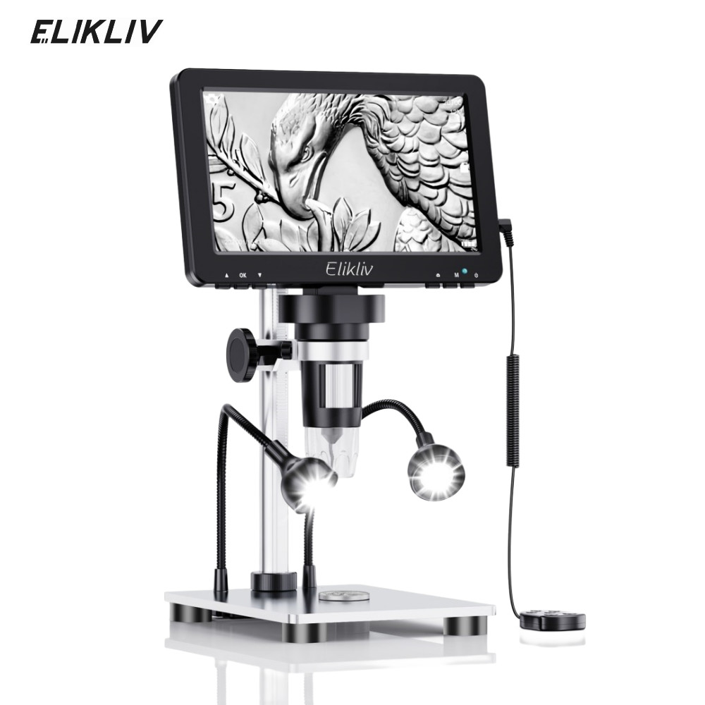 Elikliv 1200X Digital Microscope HD Camera 7″ LCD 1080p Coin Magnifier w/ Light