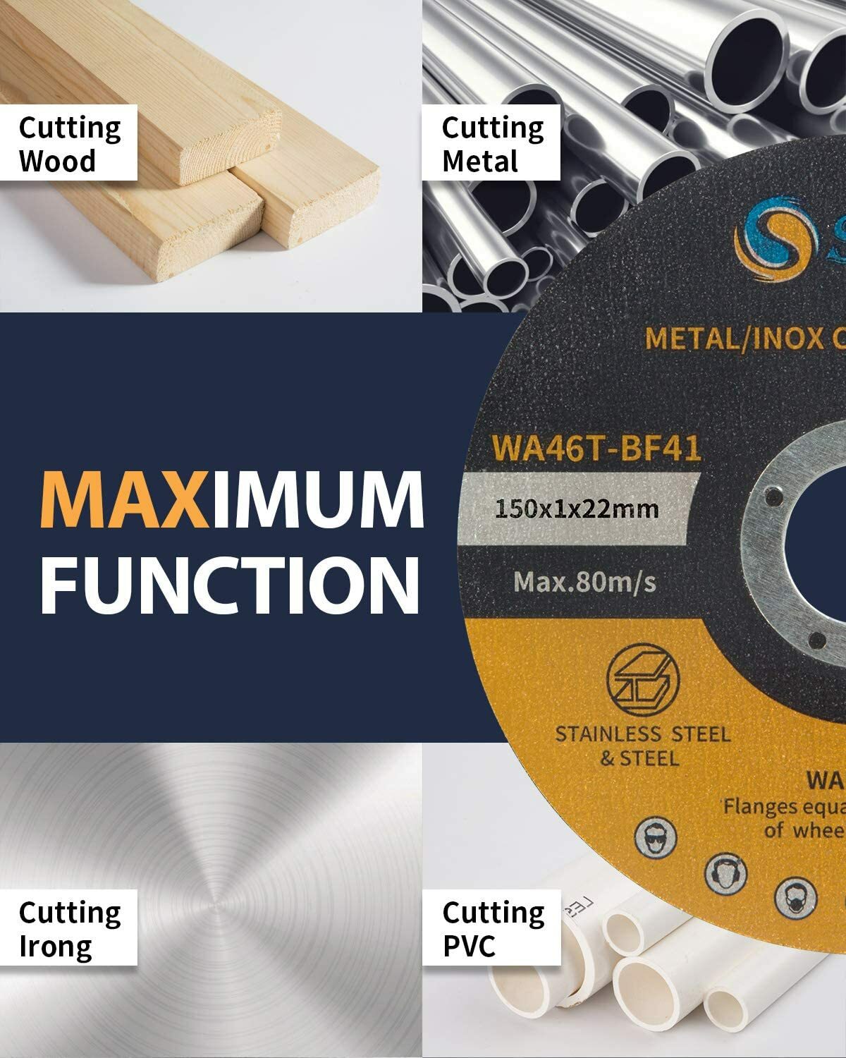 50 Pack Cut Off Wheels 4-1/2″ Metal & Stainless Steel Angle Grinder Cutting Disc
