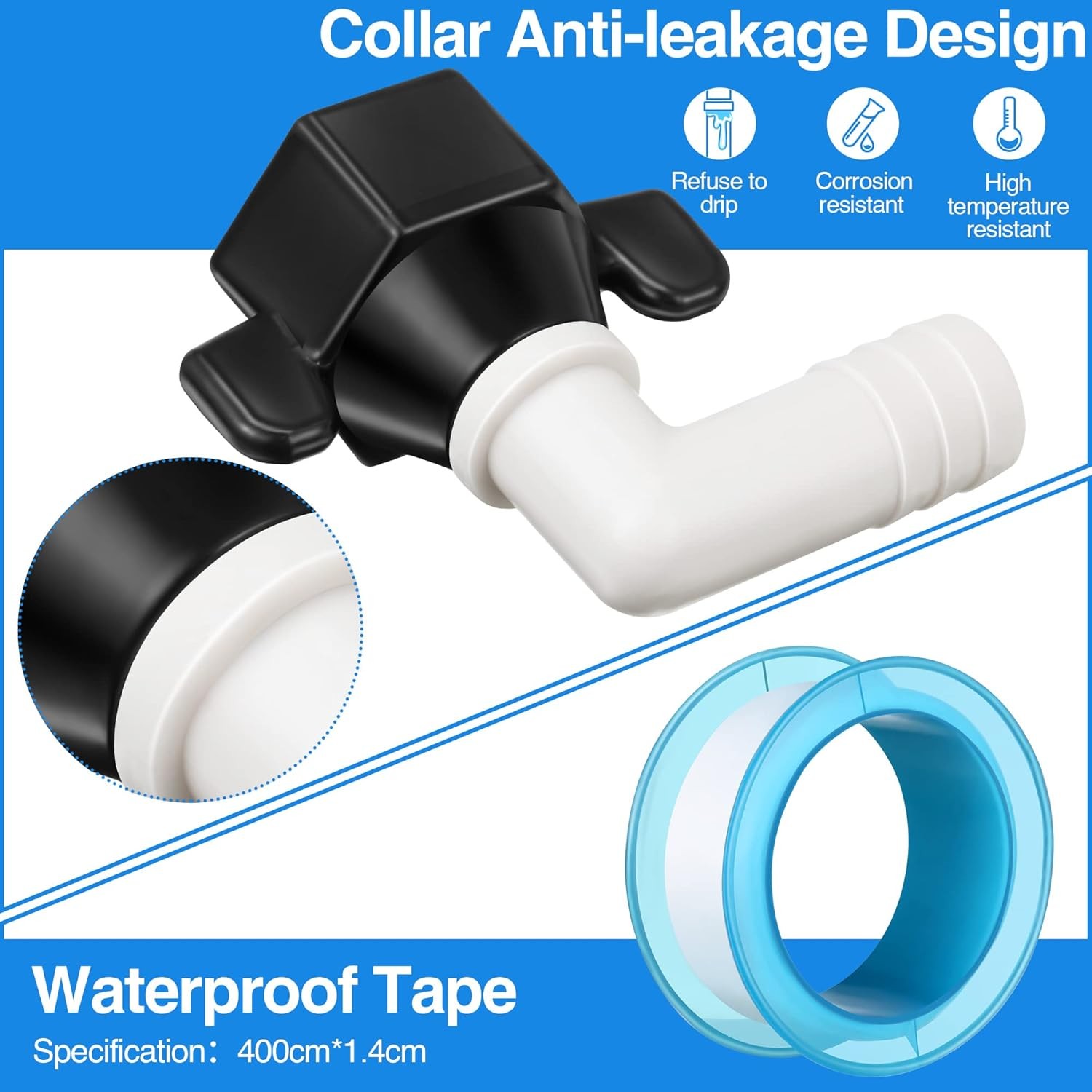 1/2″ NPT x 1/2″ Barb RV Water Pump Fittings Swivel Elbow & Straight + Tape