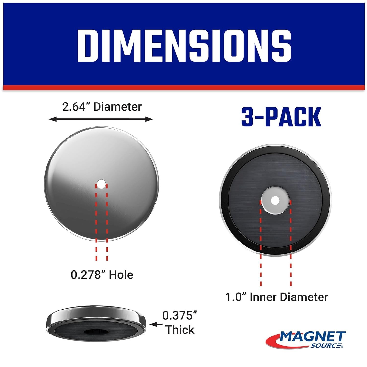 Ceramic Round Base Magnets with 65 lb Pull Strength for Indoor and Outdoor Use