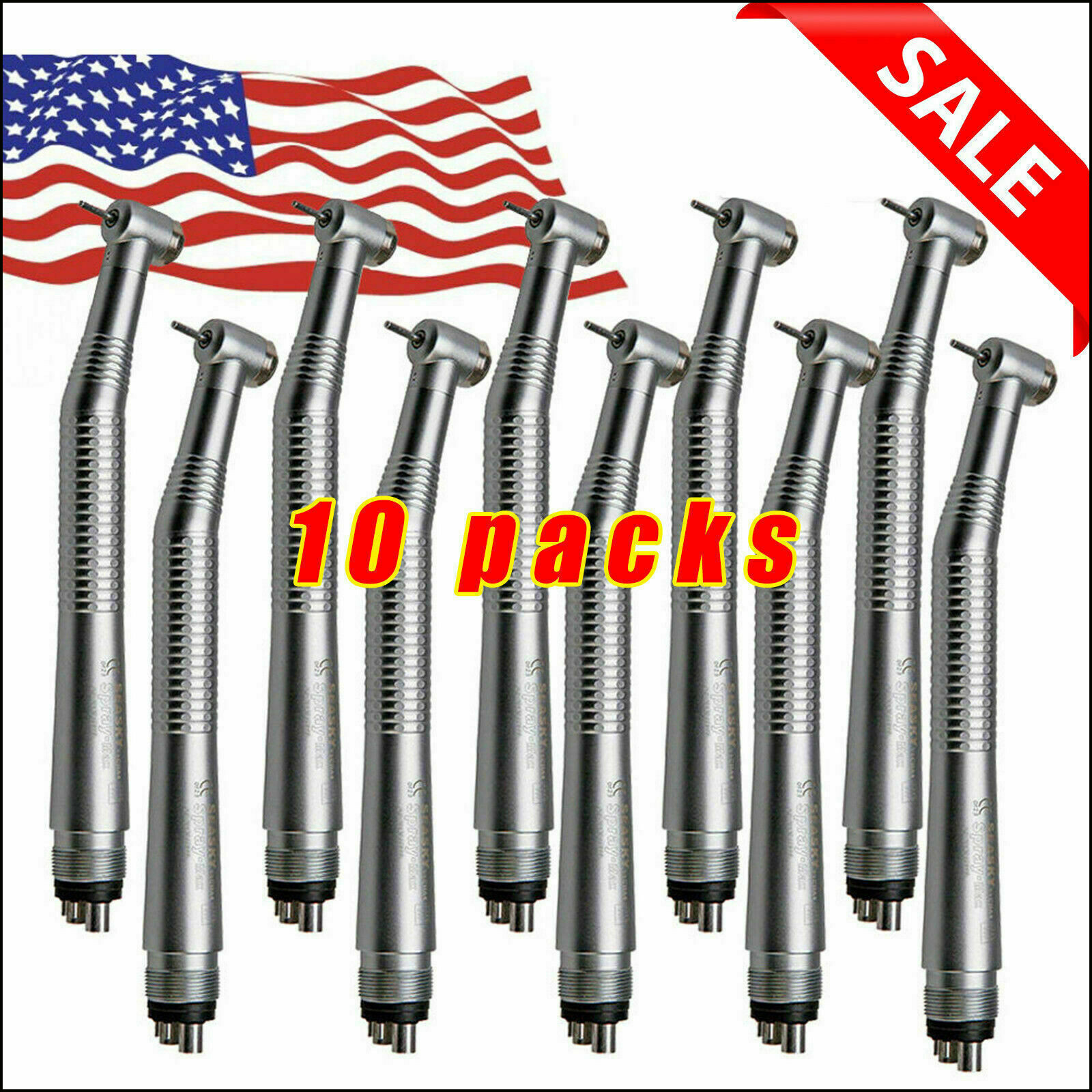 10 Pcs Seasky NSK PANA MAX Style Dental High Speed Turbine Handpiece Push 4Holes
