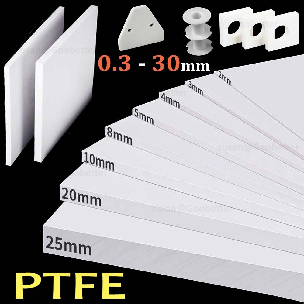 PTFE White Sheet 0.3mm – 30mm Thickness Various Rectangular & Square Strip sizes