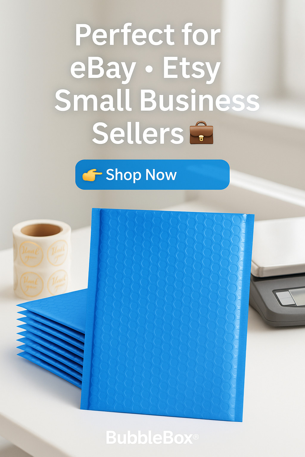 Blue Bubble Poly Mailers #000–#5 | Packs 50/100/200 | Self-Seal USPS