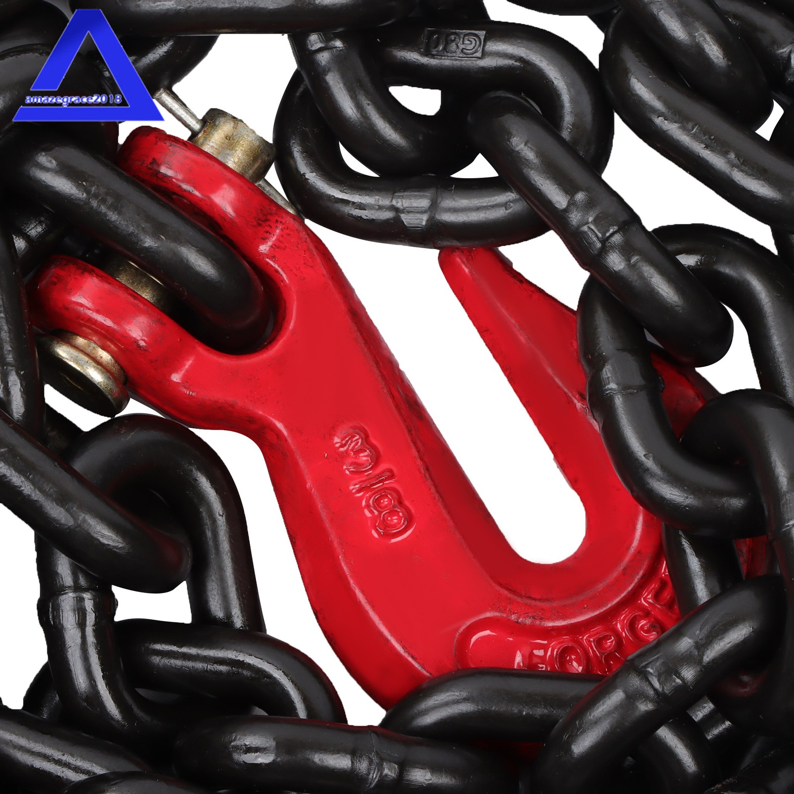3/8 In × 20 Ft Binder Chain G80 Tie Down Tow Chain with Hooks 7100lbs Safe Black