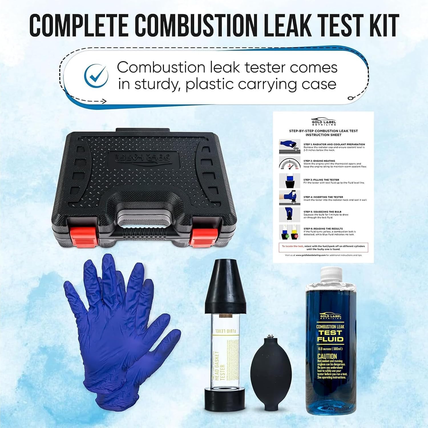 Combustion Leak Detector Kit – 100+ Tests with 18oz Fluid for Engine Diagnostics