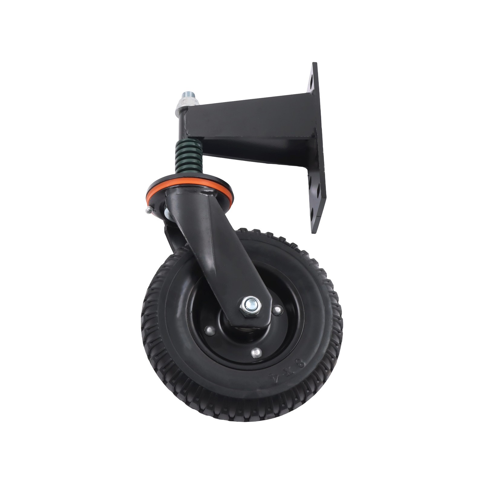 2 Pcs Gate Casters 8″ Heavy Duty (Straight/U-Bolt) Spring-Loaded 600Lbs Caster