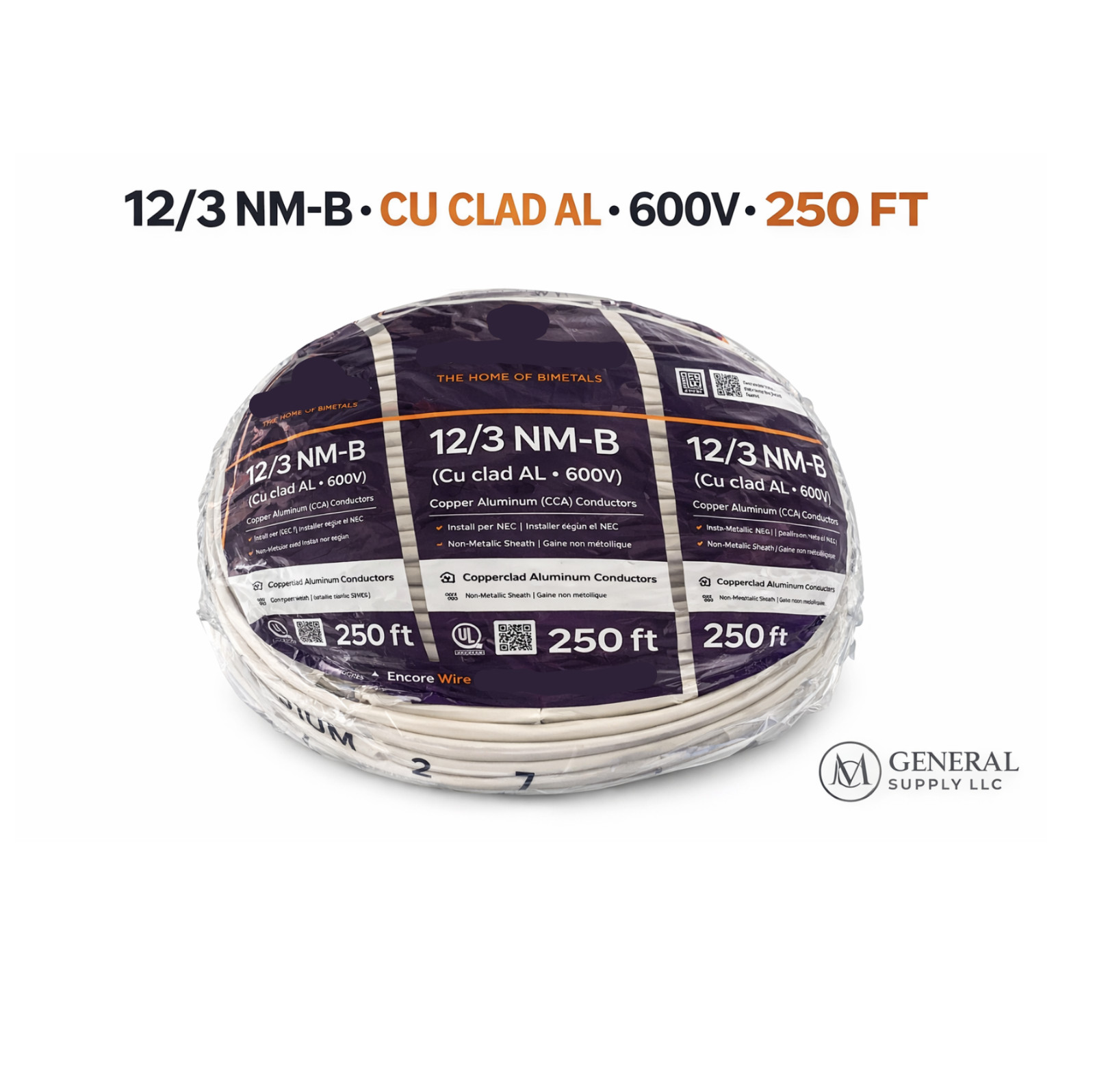 Copperweld 12 AWG 3-Conductor NM-B Copper-Clad Aluminum Building Wire 250 ft