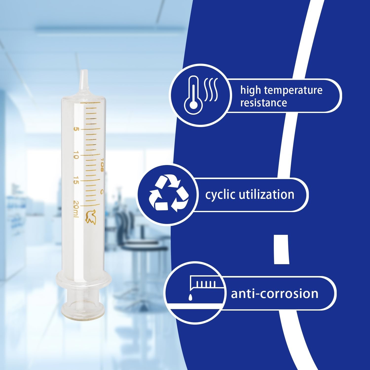 5 Pack 20ml Glass Syringes With Caps 20ml-5Pack