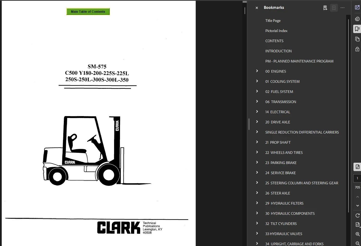 CLARK C500 Y350 FORKLIFT OPERATORS SERVICE REPAIR SHOP MANUAL PDF ON USB