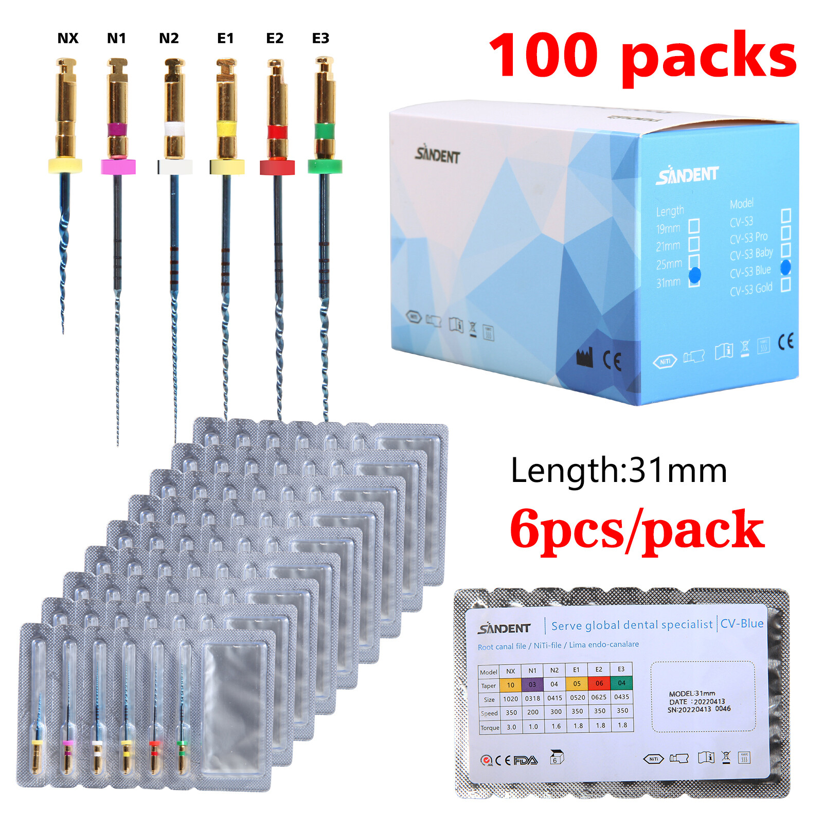 Dental Endo Endodontic Engine Rotary Files Root Canal NiTi Files 25mm 21mm 31mm