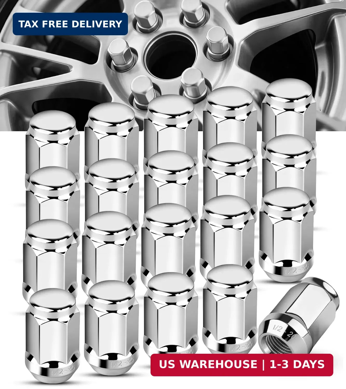 20PCS 1/2-20 Closed End Lug Nuts,1.38” Tall 19mm Hex,Replacement for Jeep1987-2
