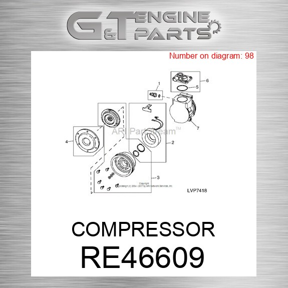 RE46609 COMPRESSOR fits JOHN DEERE (Surplus Open Box)