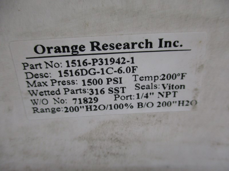 ORANGE RESEARCH 1516-P31942-1 1516DG-1C-6.0F 1500PSI 1/4″ NSMP