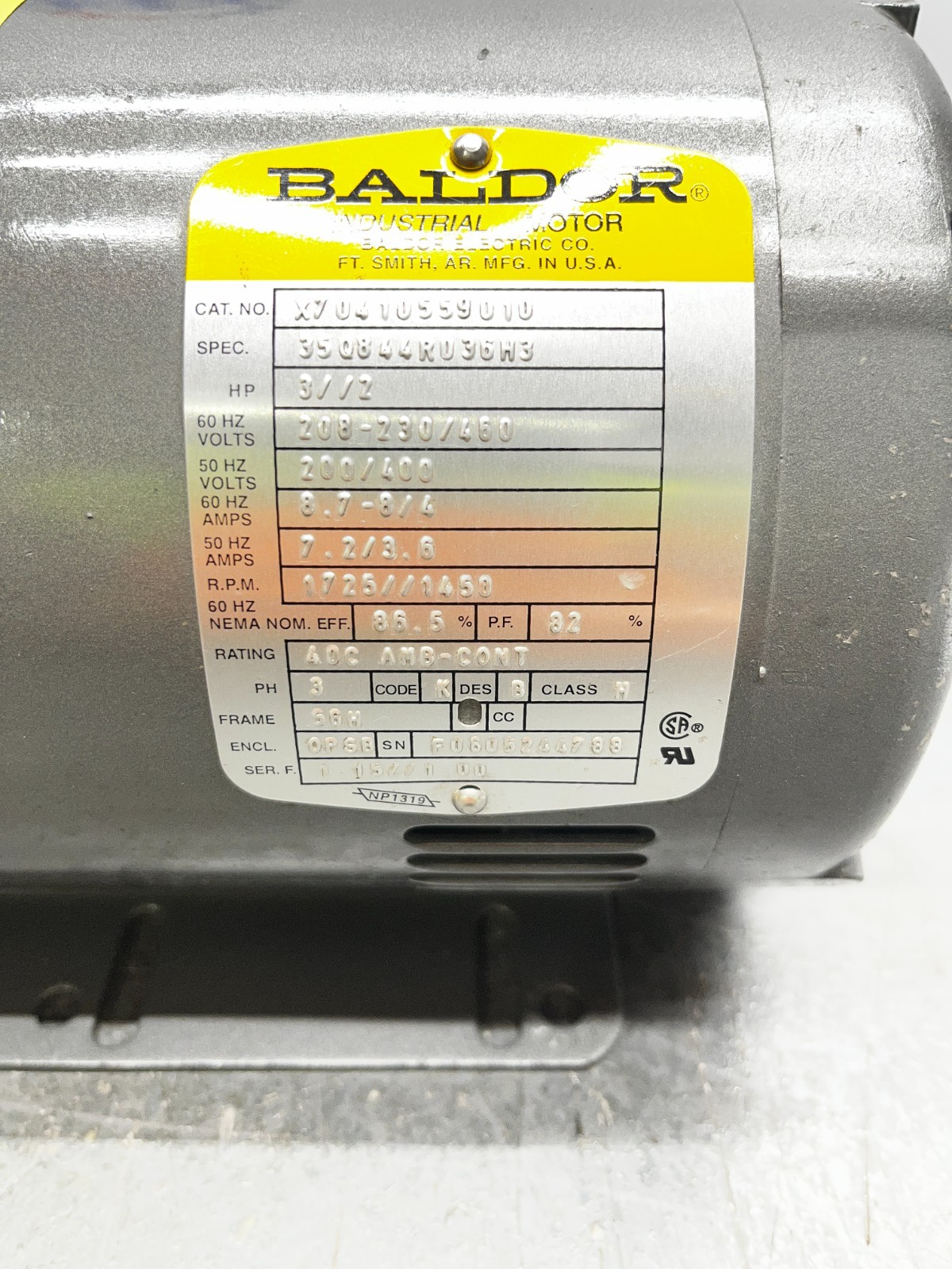 Baldor / X70410559010 / 35Q844R036H3 / HP (3/2) / (208-230/460)V / ElectricMotor