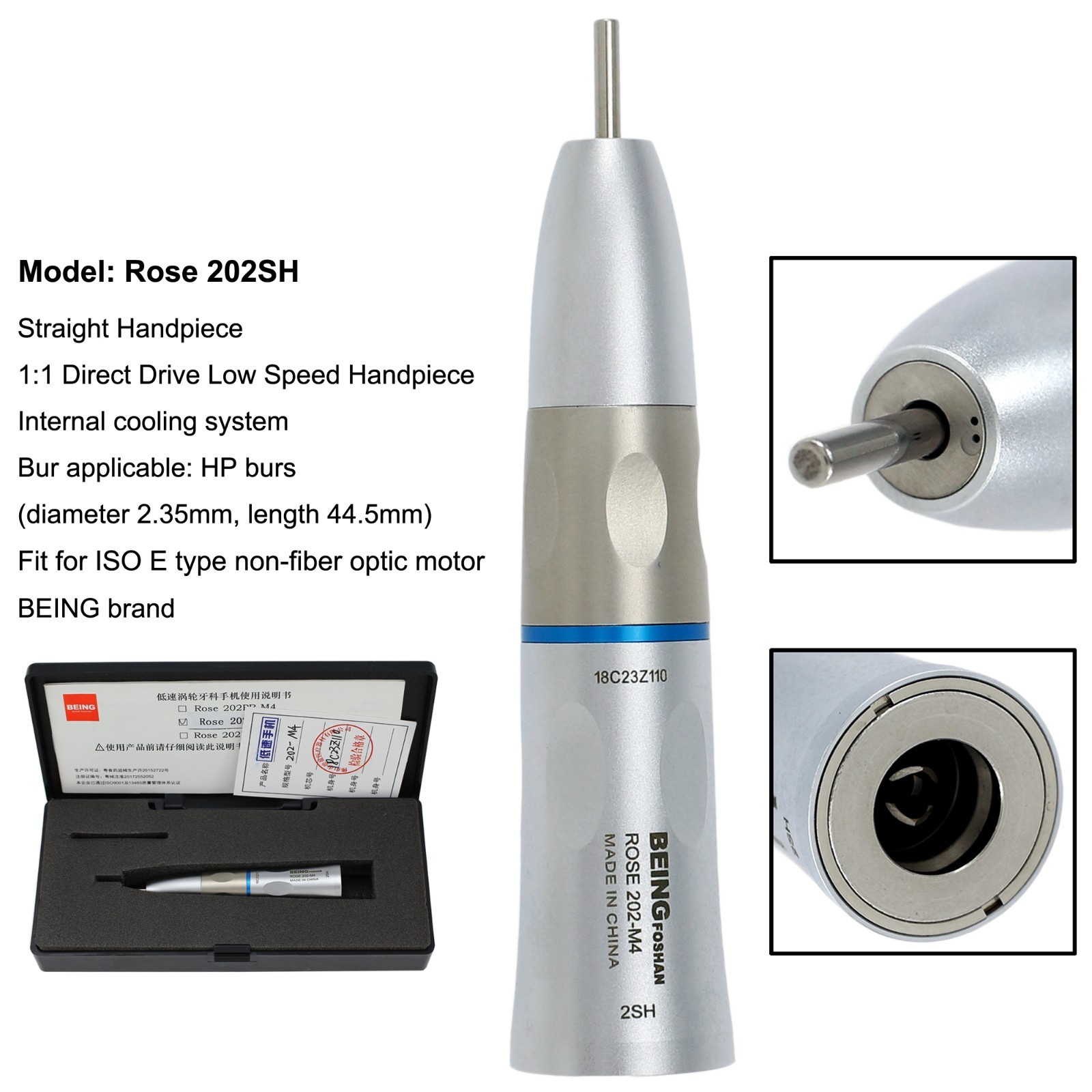 BEING Dental Contra Angle Straight Handpiece Air Motor 4 Hole Low Speed NSK KAVO