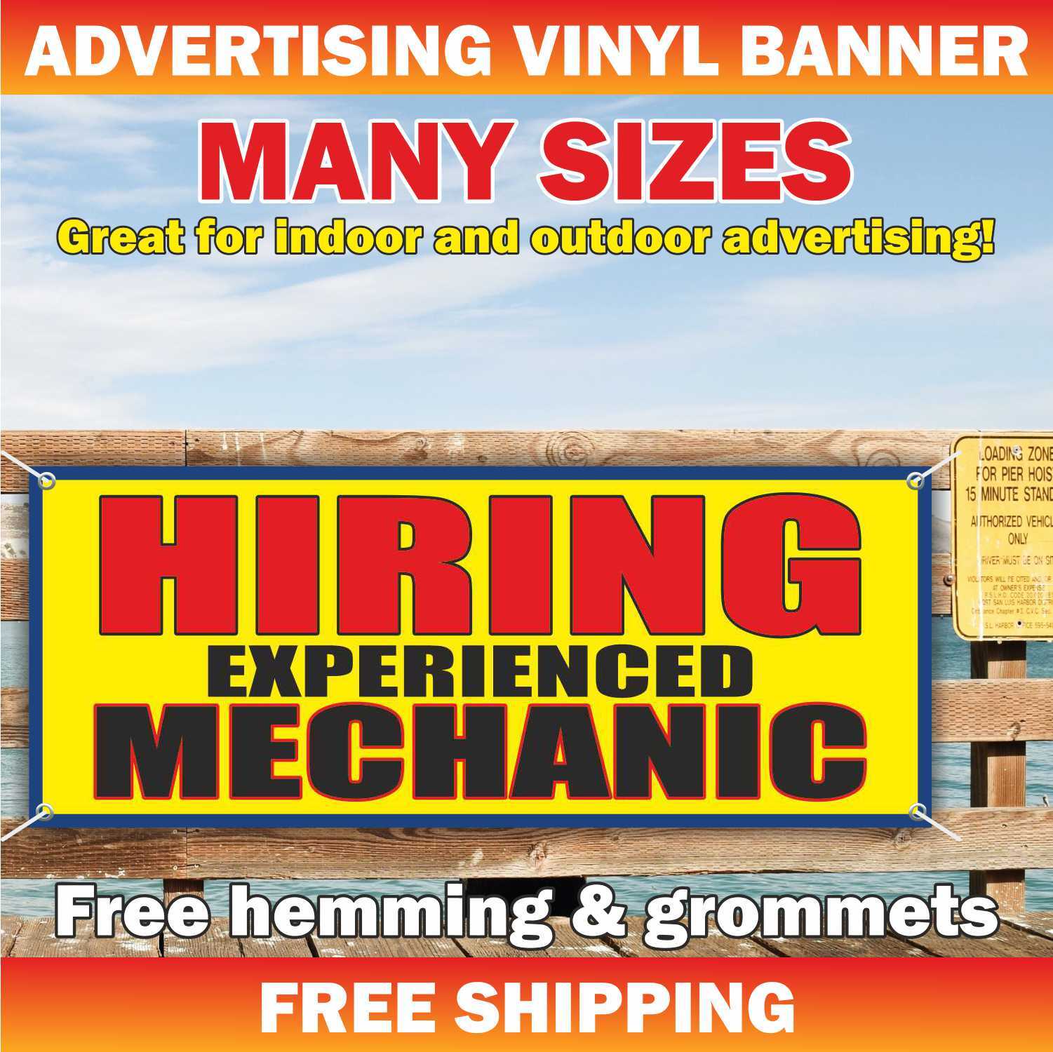 HIRING EXPERIENCED MECHANIC Advertising Banner Vinyl Mesh Sign New Job Service