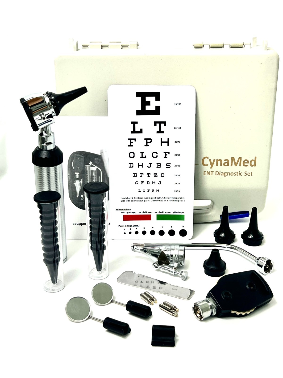 NEW Professional Physician OPHTHALMOSCOPE OTOSCOPE DIAGNOSTIC SET + 4 FREE BULBS