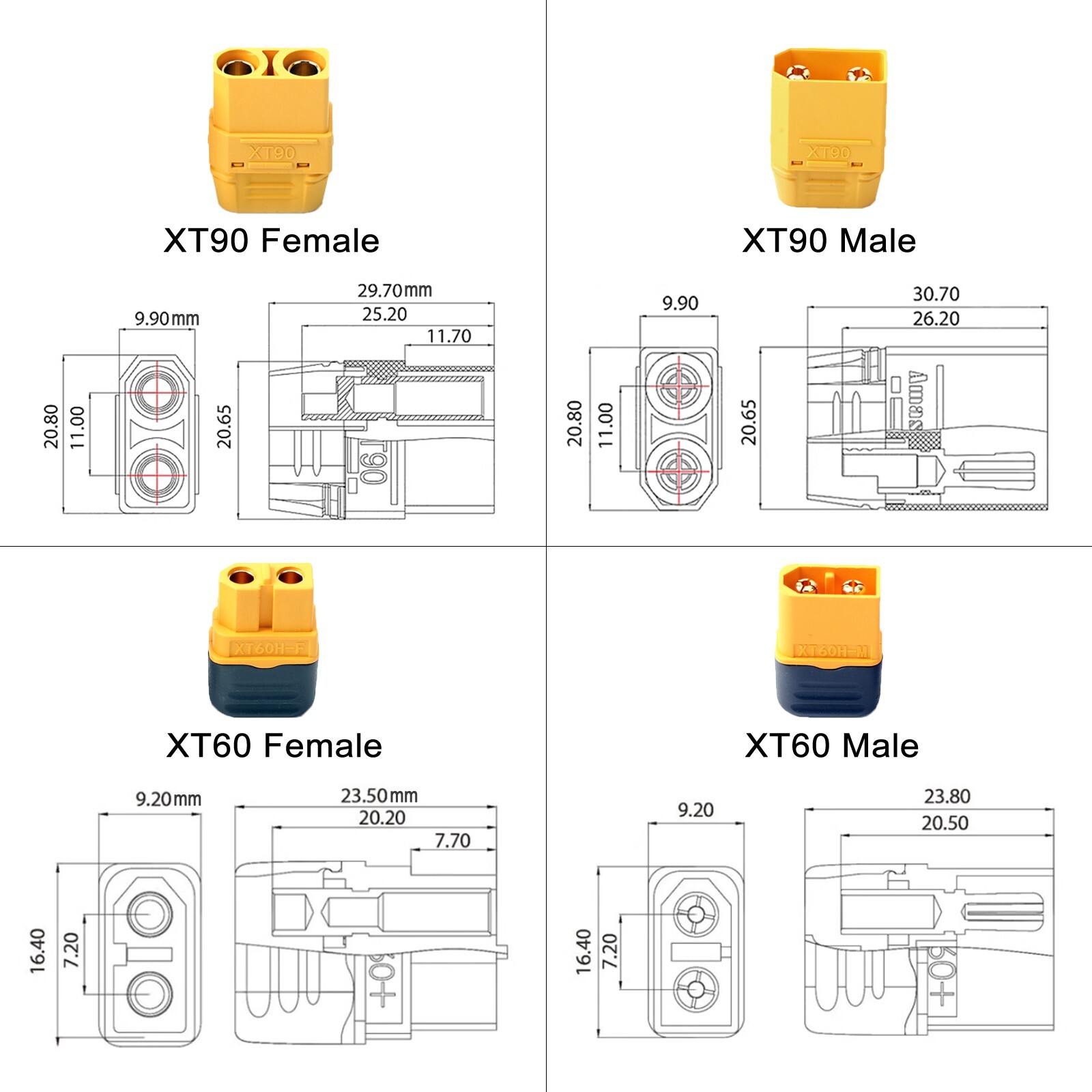10 AWG XT60 Female Male Connector Adapter Solar Extension Cable RC Battery Cable