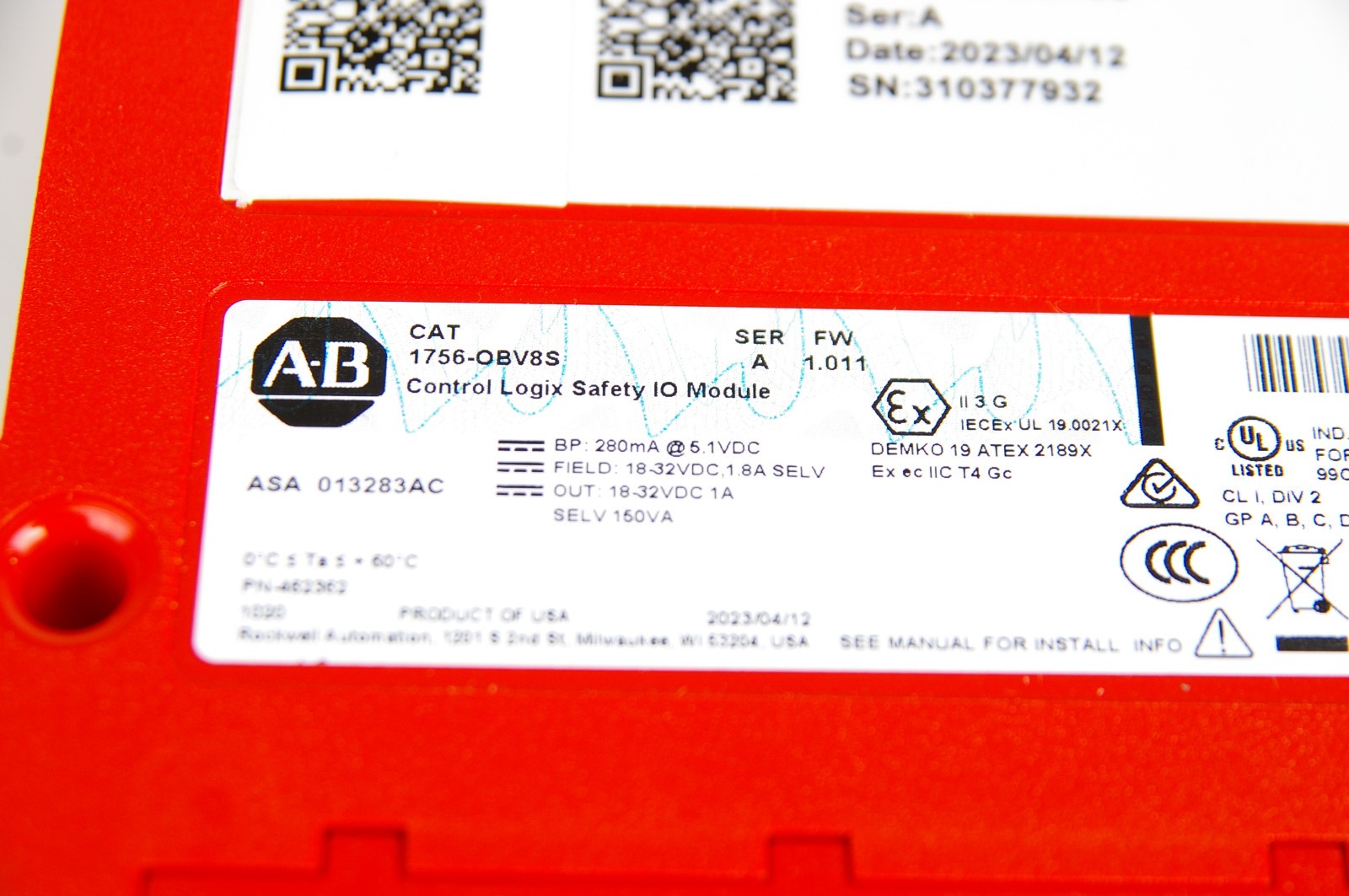 Allen Bradley 1756-OBV8S Ser A ControlLogix Safety IO Module