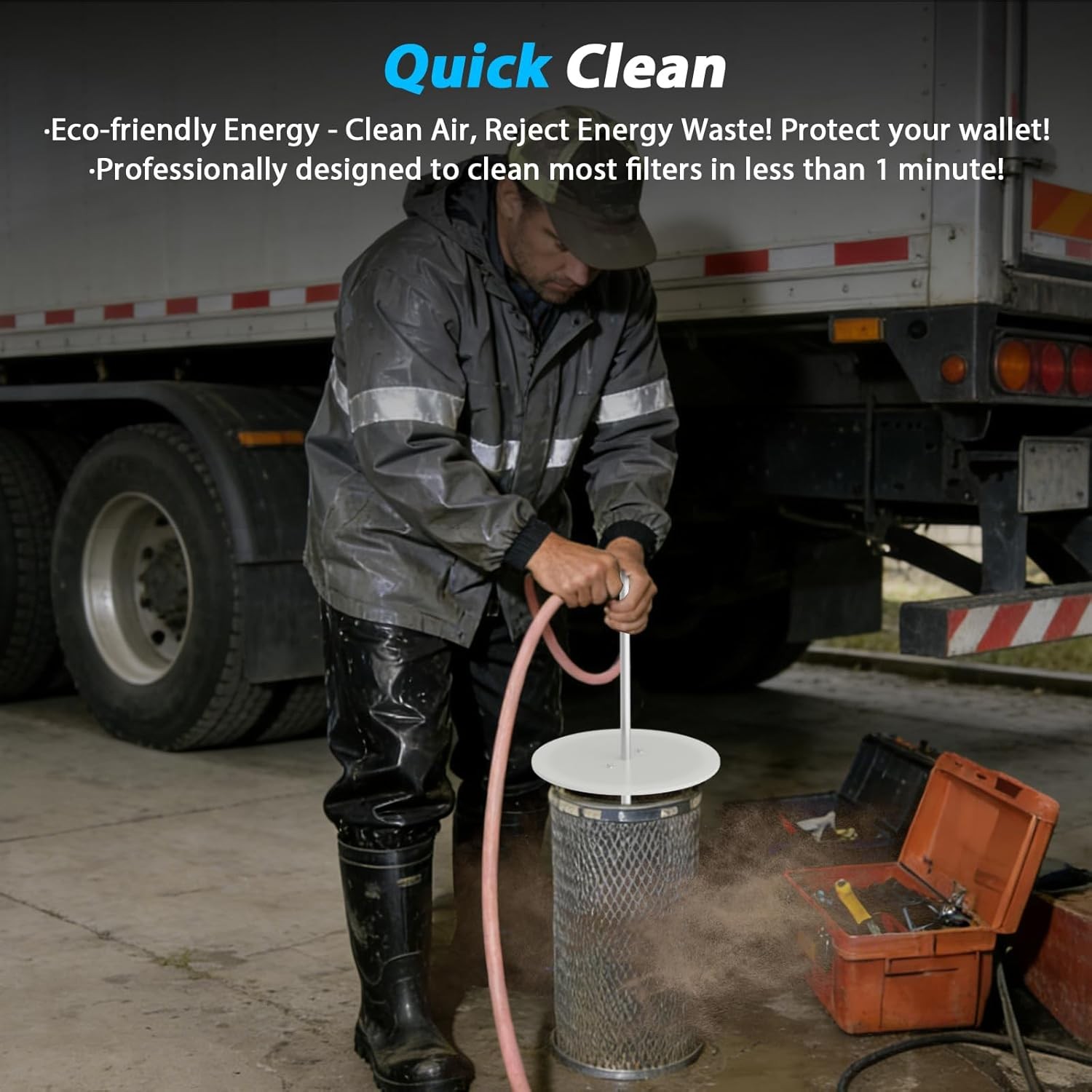 360° Rotating Compatible with Filter Cleaner with Air, All-around cleaning