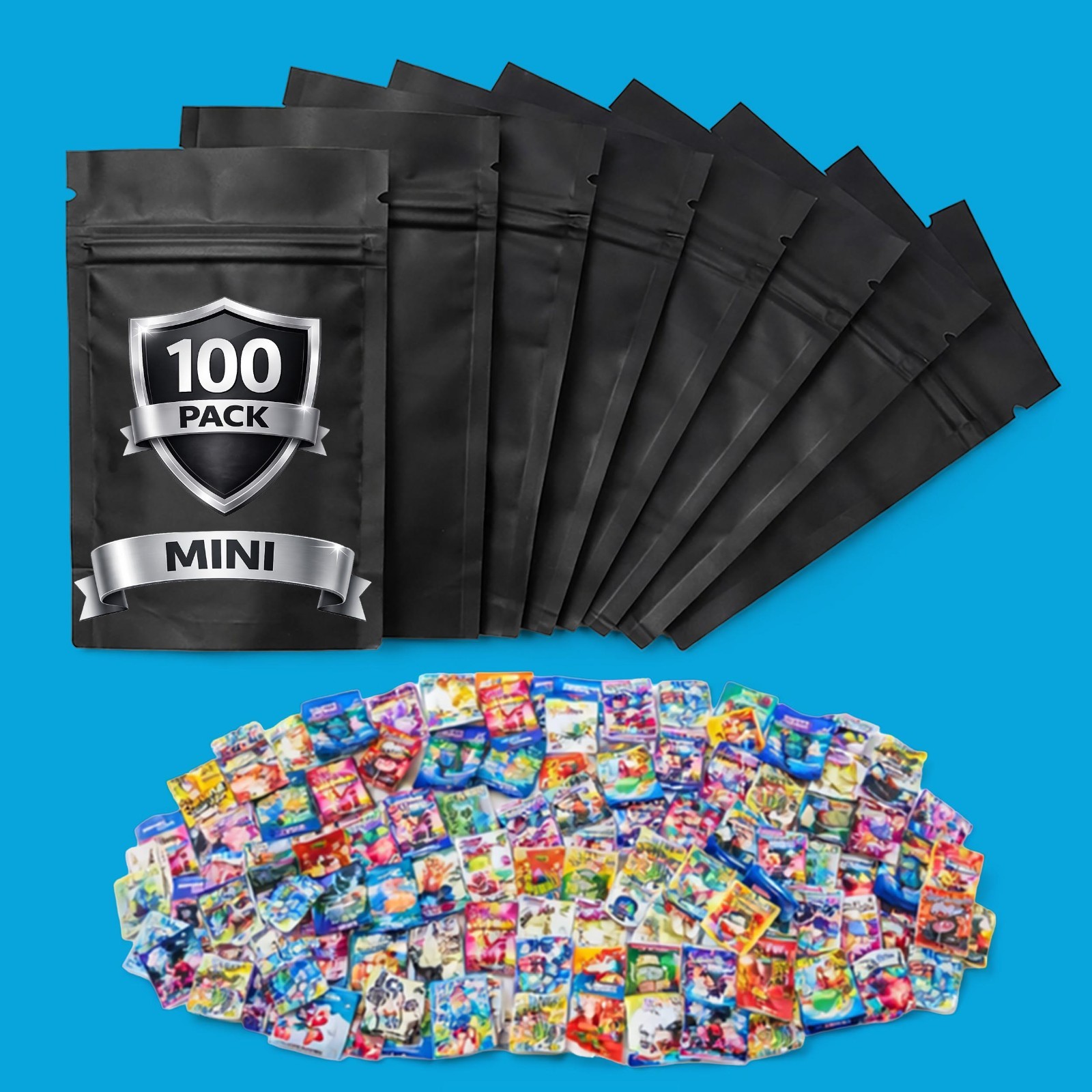 100 Pack 1g Mylar Bags (3” x 3.5”) Assorted Random Designs Packaging Pouches