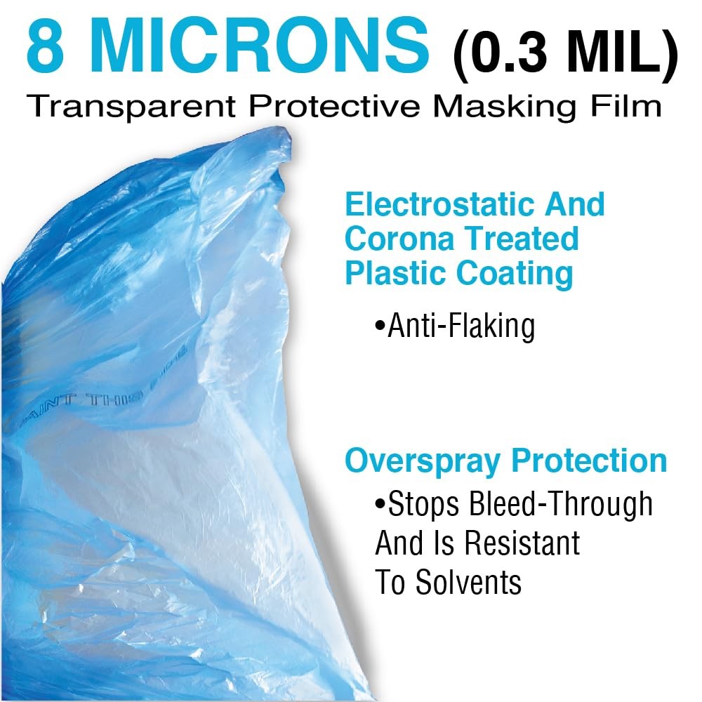MAXIFILM 20ft x 250ft, 2Roll of Blue Overspray Paintable Masking Plastic