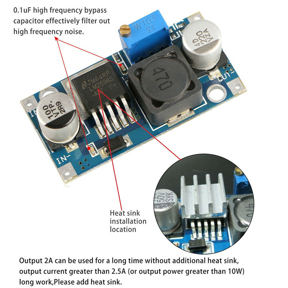 1x 10x LM2596S DC-DC 3A Buck Adjustable Step-down Power Supply Converter Module