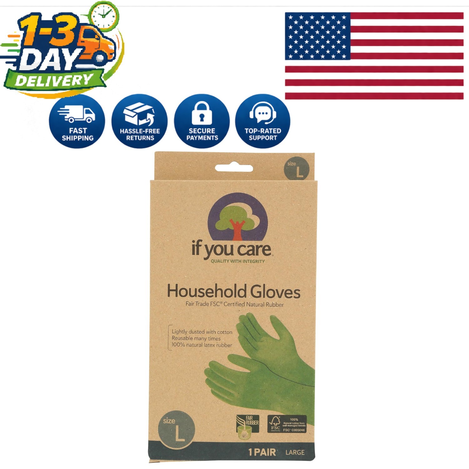 Ambidextrous Latex Gloves Large – Reusable, Waterproof, Ideal for Kitchen Tasks