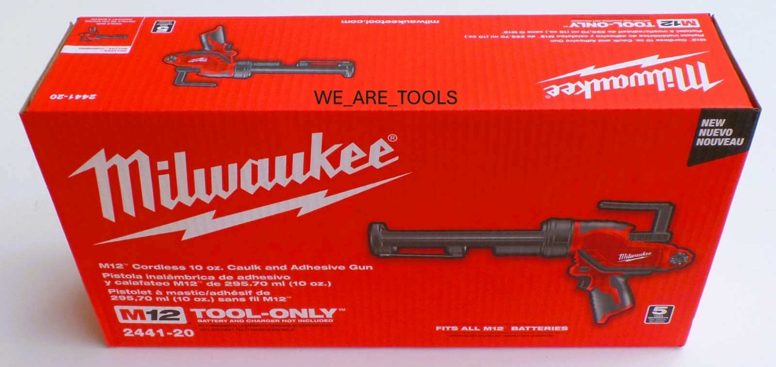 New In Box Milwaukee 2441-20 M12 10 oz Caulk & Adhesive Gun Cordless 12 Volt