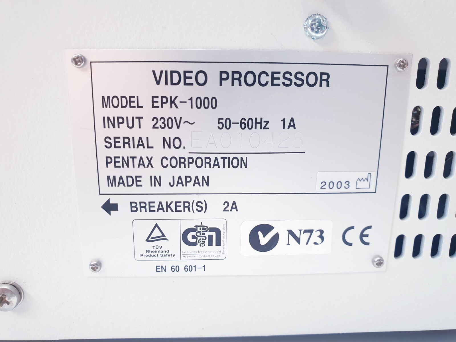 Pentax EPK-1000 Video Processor Light Source No Keyboard K042025