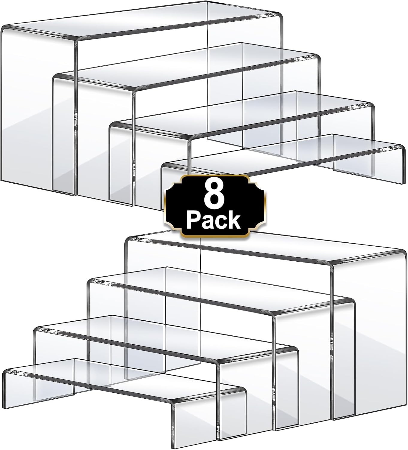 Large Acrylic Risers 8 Pcs 2 Set Acrylic Display Set Rectangular Stands Shelf