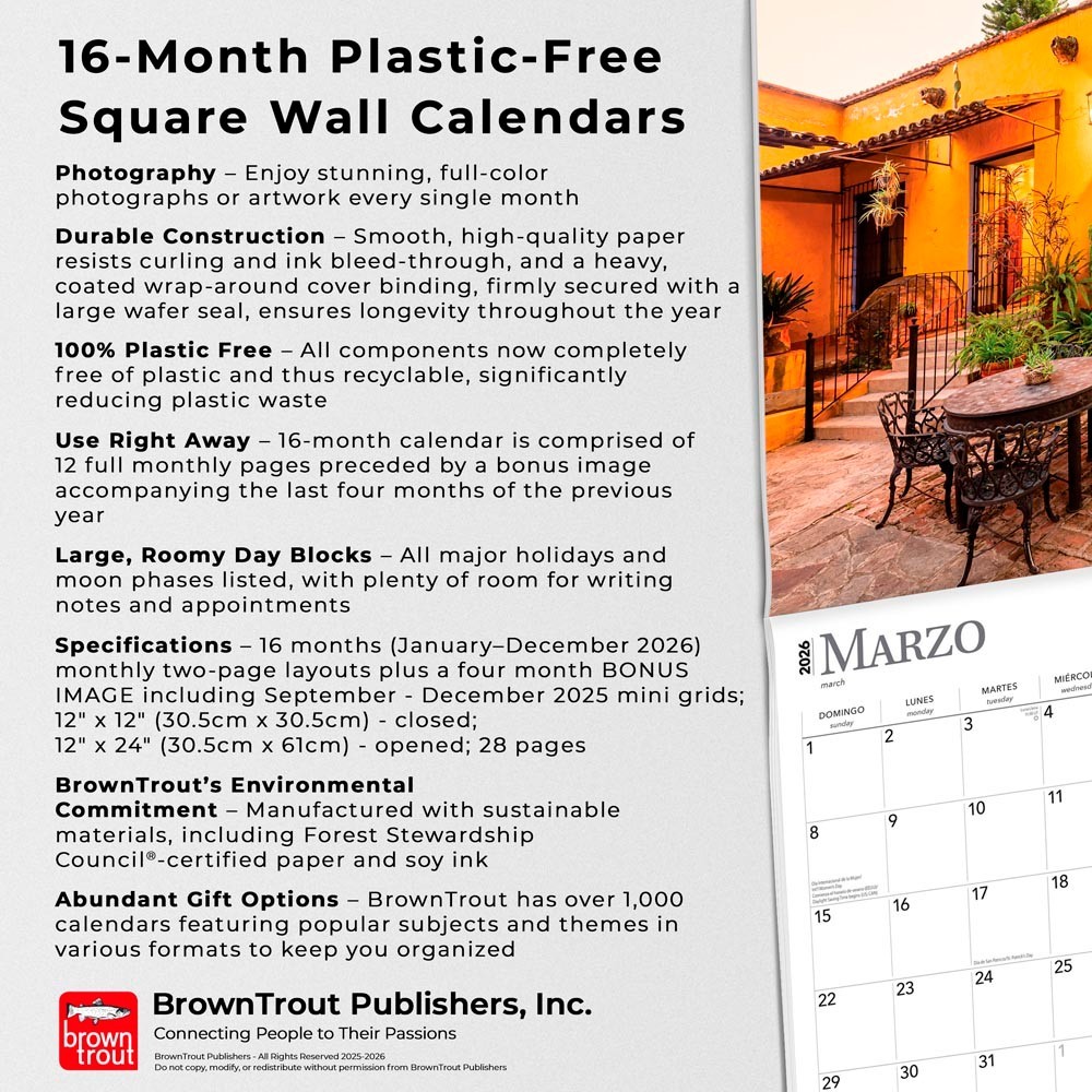 Haciendas de Mexico | Great Houses of Mexico | 2026 12×24″ Wall Calendar